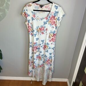 Magazine Short Sleeve Scoopneck Floral High Low Ultra Soft Dress Womens Size L